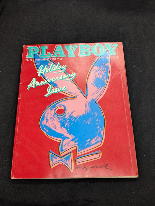 Playboy Magazine January 1986 Andy Warhol Cover Art Holiday Anniversary