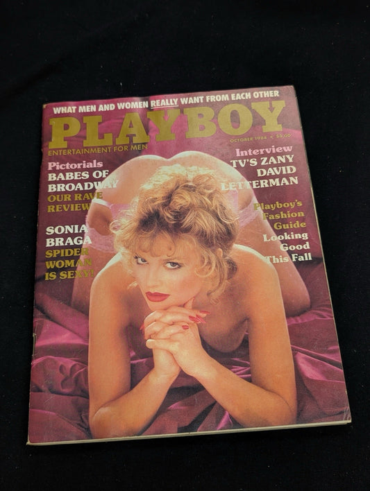 Playboy Magazine October 1984 Sonia Braga Cover David Letterman Interview