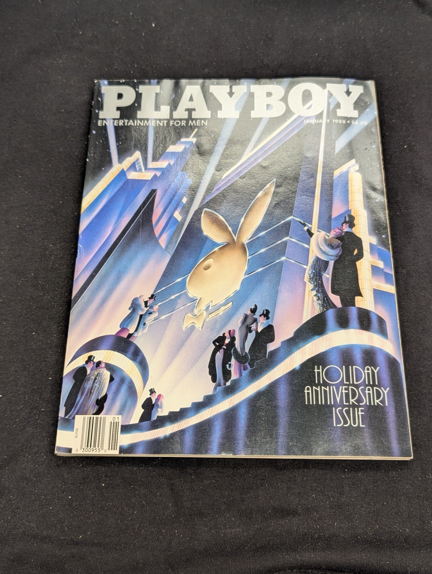 Playboy Magazine January 1988 Holiday Anniversary Issue Art Deco Cover