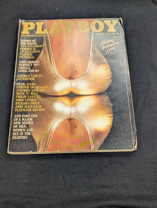 Playboy Magazine January 1982 George Carlin Interview Gold Bikini