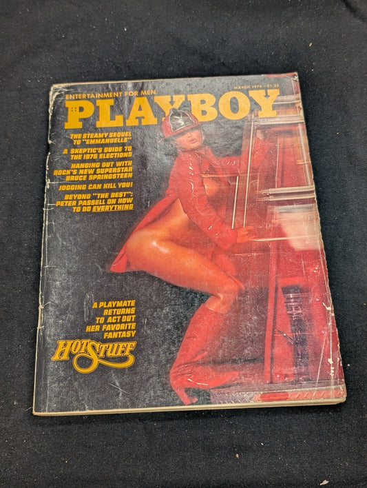 Playboy Magazine March 1976 Bruce Springsteen Article Firefighter Cover Vintage