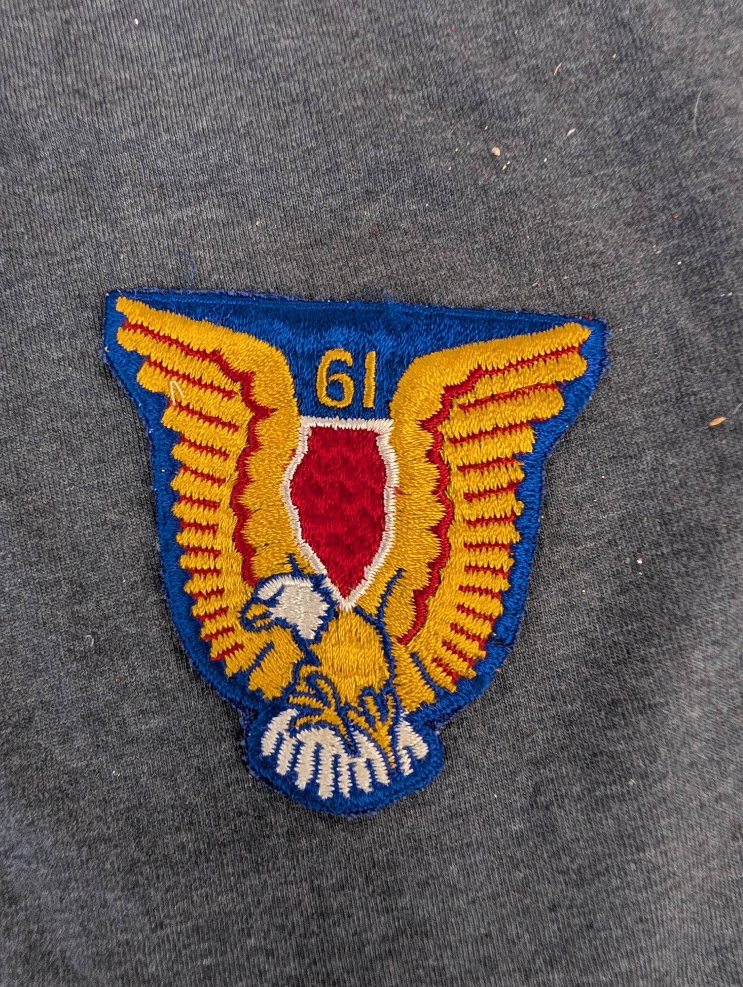 Vintage Eagle Shield Patch Number 61 Embroidered Insignia Military Style