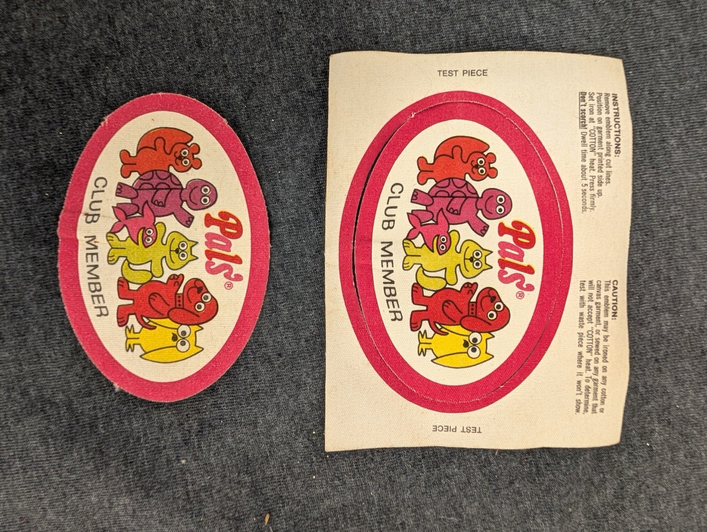Vintage Pals Club Member Patch Lot of 2 Animal Mascot Iron On 1980s Retro