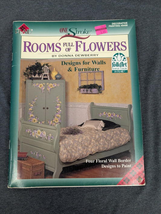One Stroke Rooms Full of Flowers Donna Dewberry Plaid Painting Book #9498