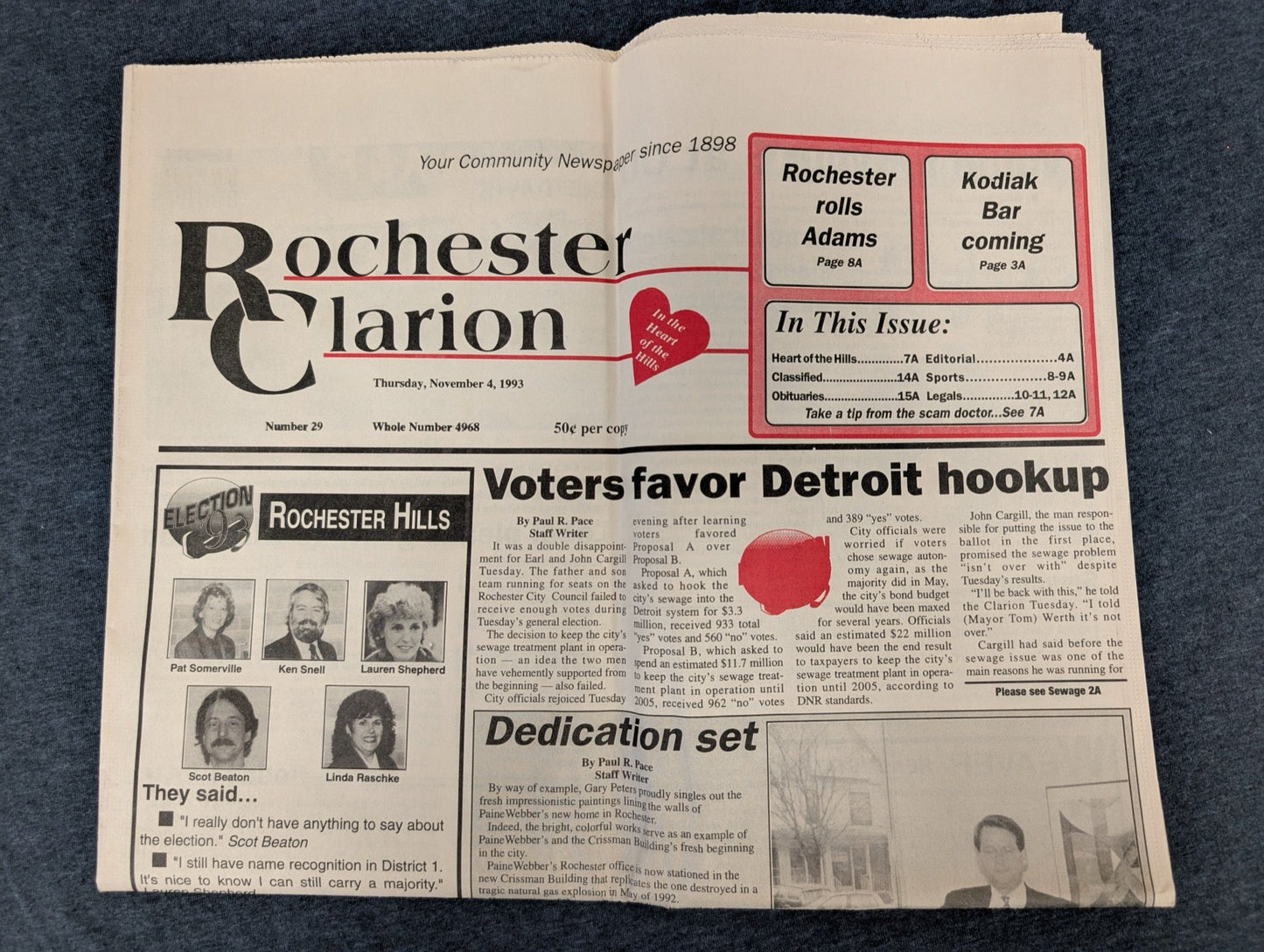 Rochester Clarion Newspaper November 4 1993 Rochester Hills MI Local History