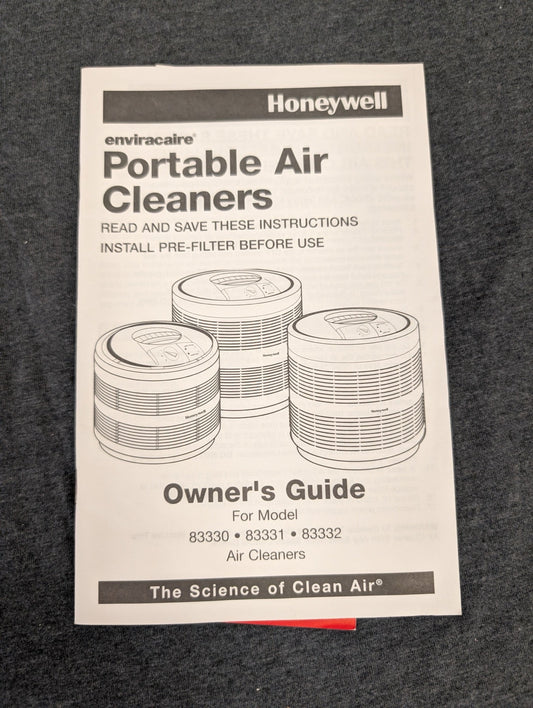 Honeywell Enviracaire Portable Air Cleaners Owner's Guide Manual 83330