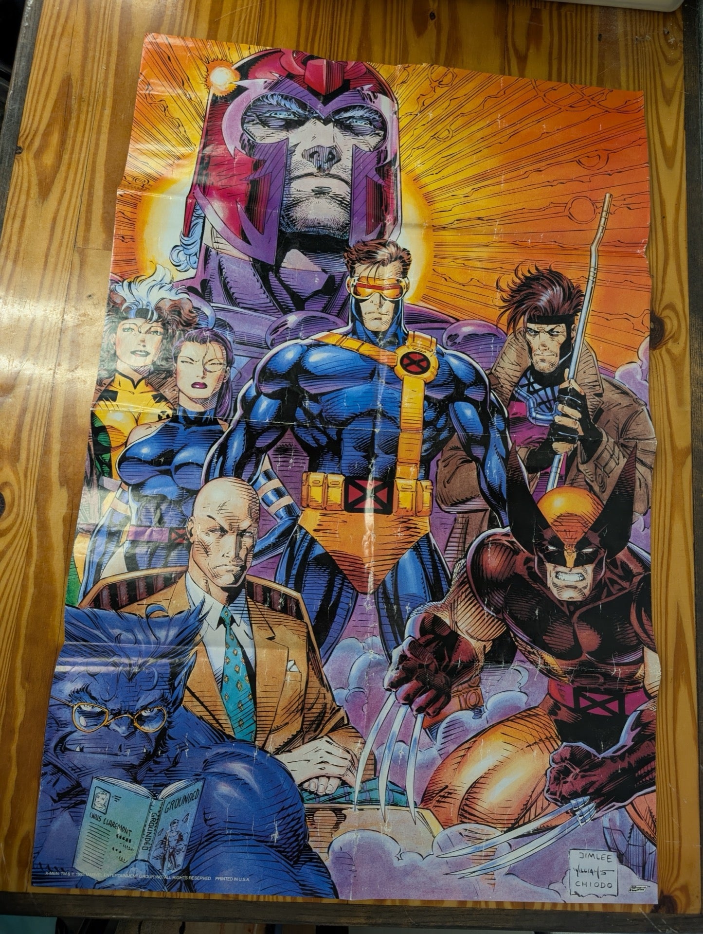 1991 X-Men #1 Deluxe Gatefold Poster Jim Lee Magneto & X-Men