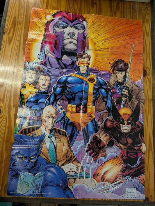 1991 X-Men #1 Deluxe Gatefold Poster Jim Lee Magneto & X-Men