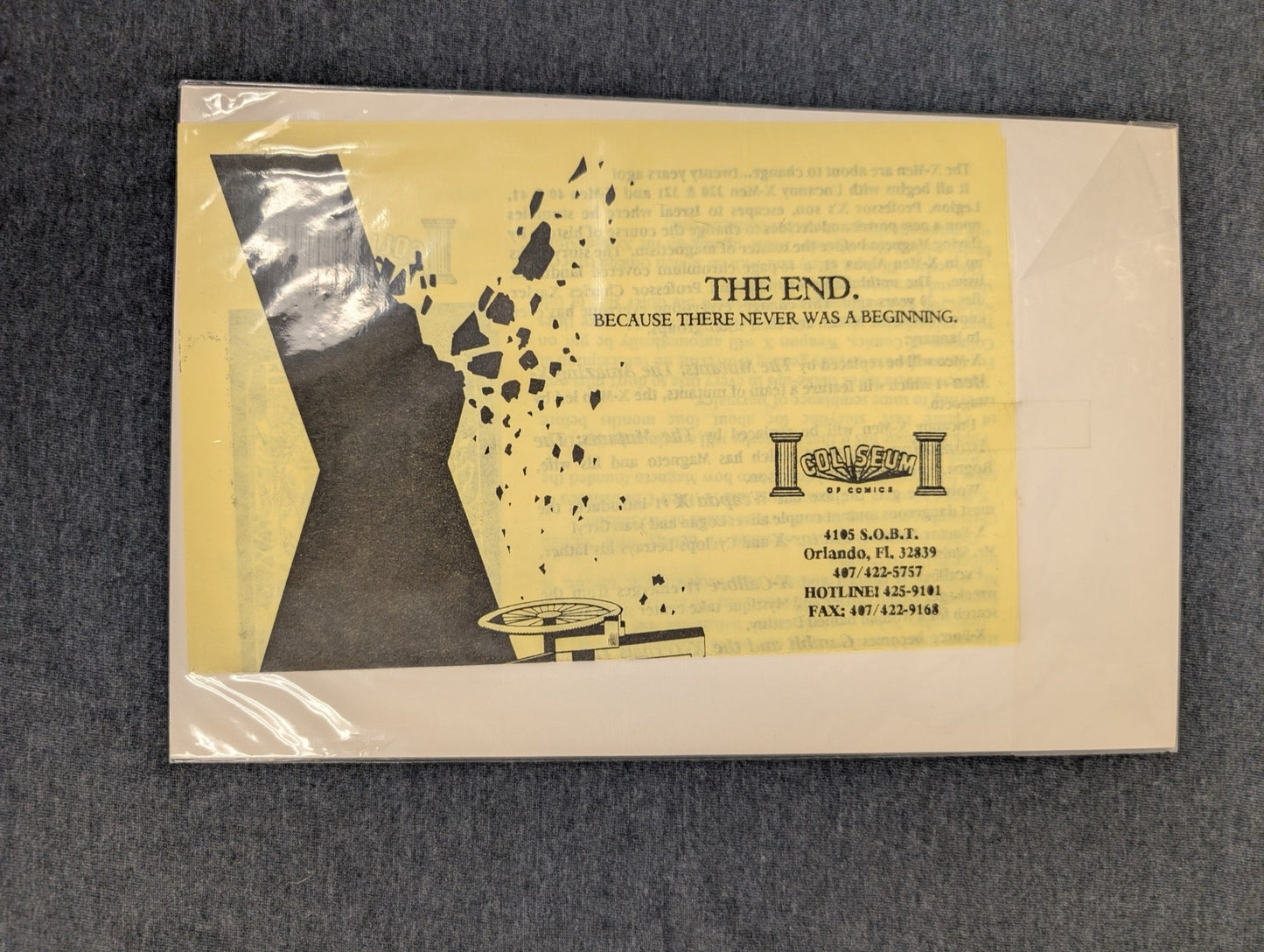 Vintage Coliseum of Comics Promo Print Backing X-Men The End