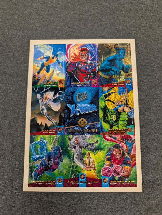 1994 Fleer Ultra X-Men Trading Cards Uncut Sheet 9-Card Panel