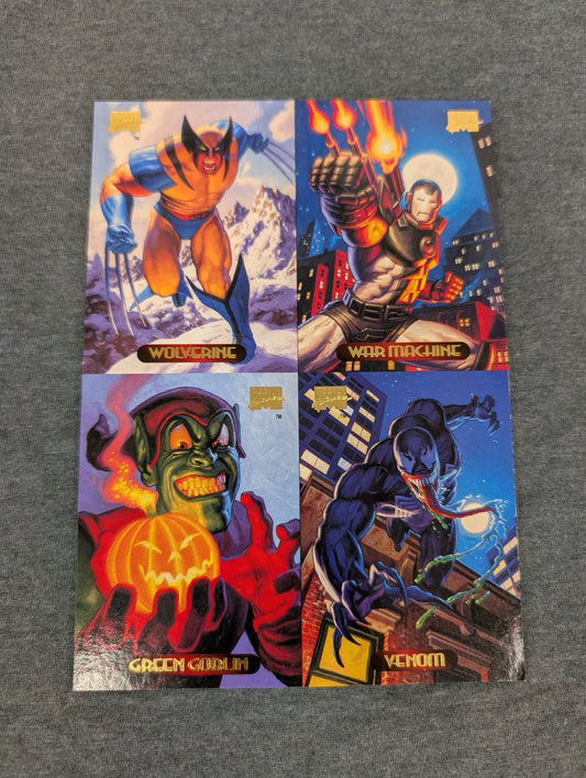 1994 Marvel Masterpieces Trading Cards Uncut Sheet 4-Card Panel