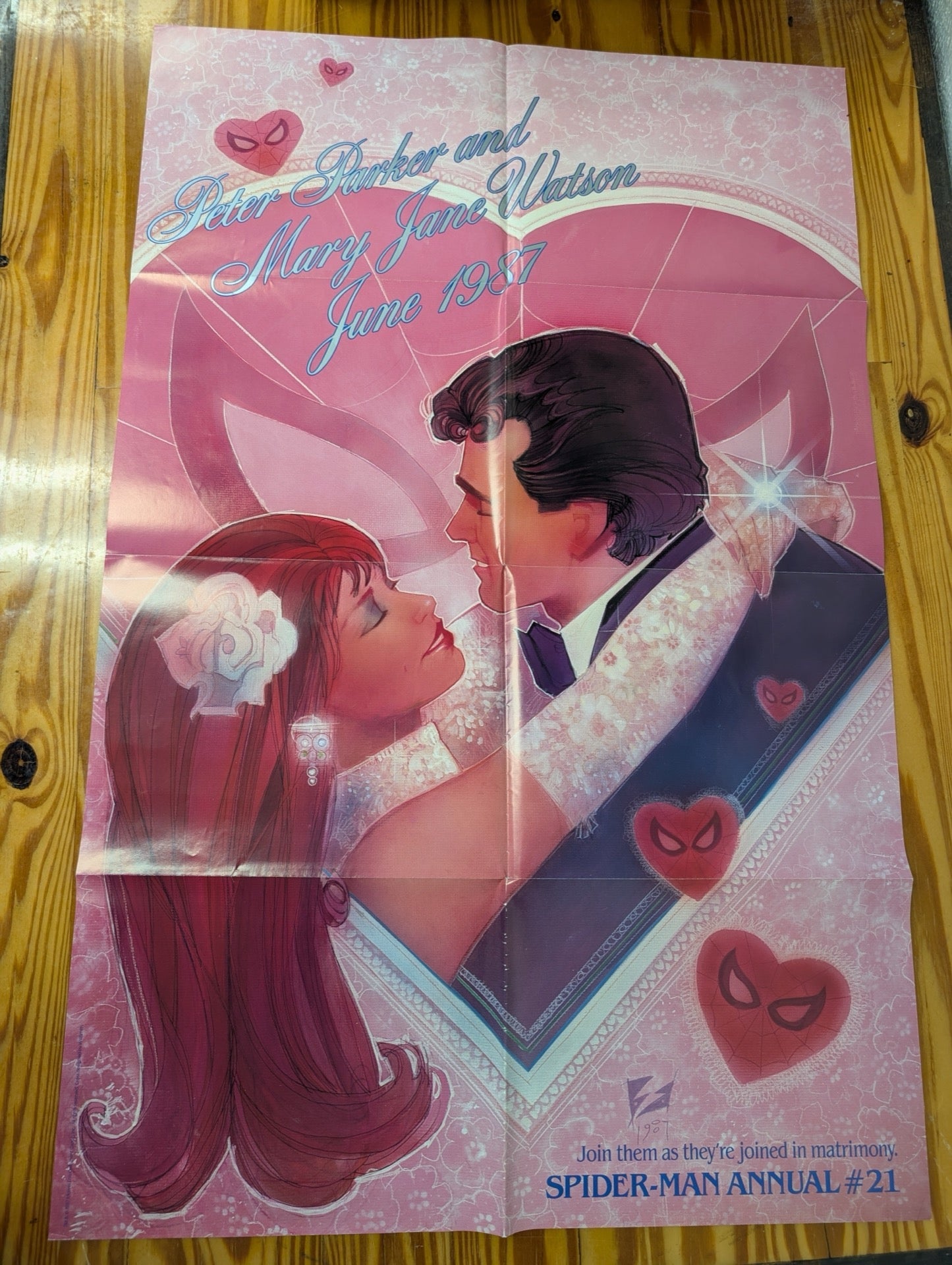 1987 Spider-Man Mary Jane Wedding Poster Annual #21 Romita Art