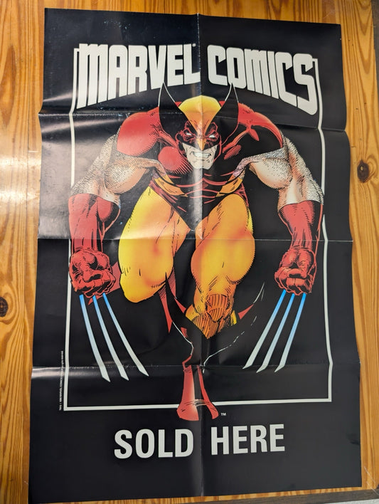 Vintage Marvel Comics Sold Here Retailer Promo Poster Wolverine