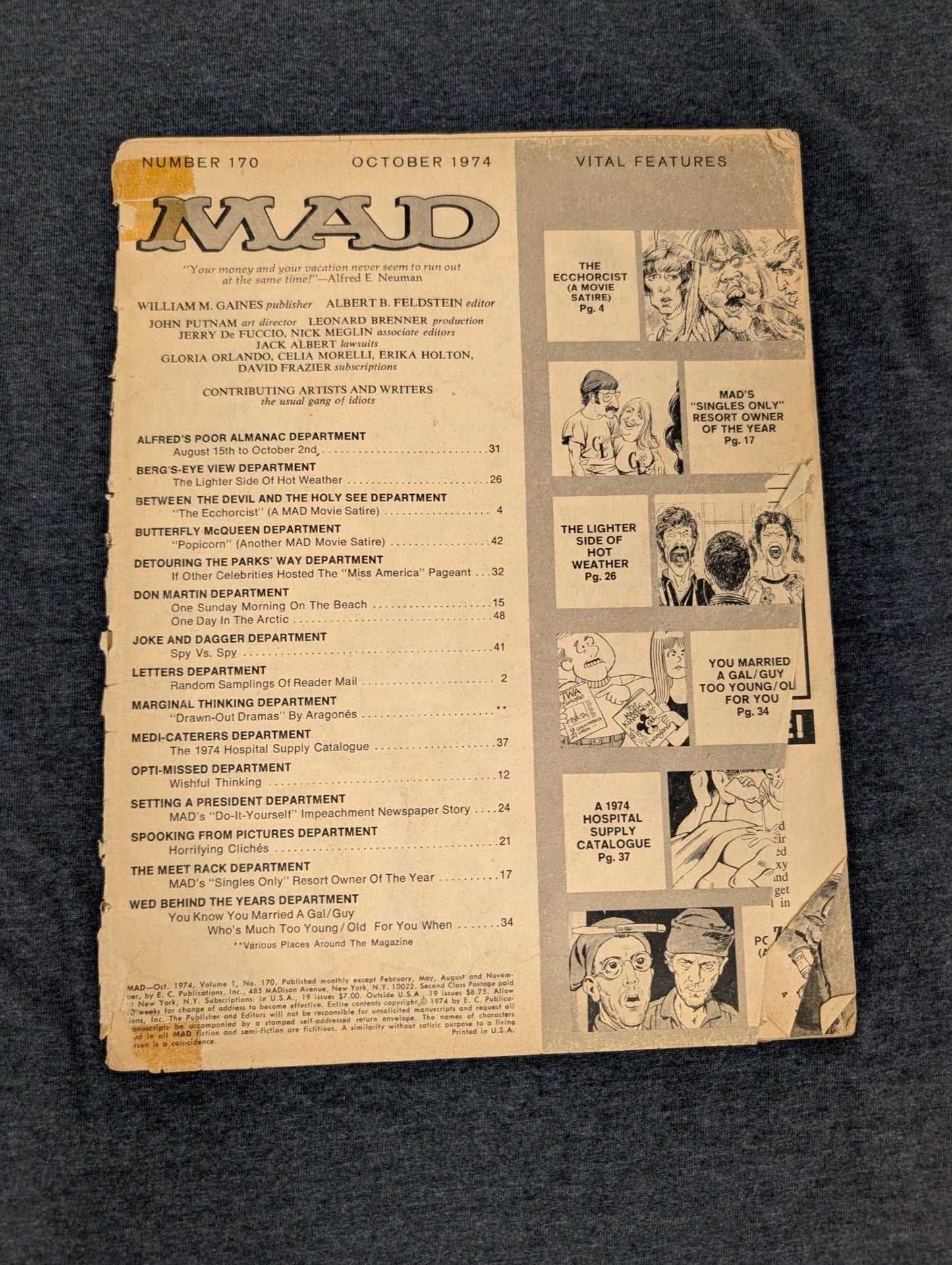 MAD Magazine #170 October 1974 The Exorcist Satire Ecch
