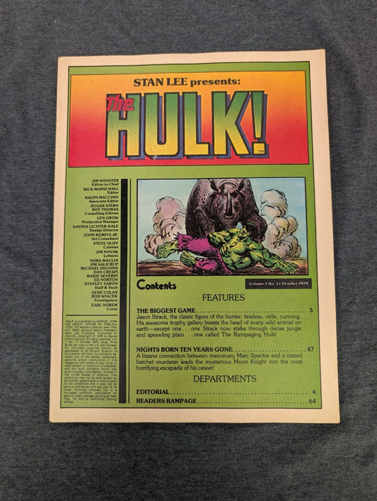 The Hulk! Magazine #17 October 1979 Marvel Color Magazine Back