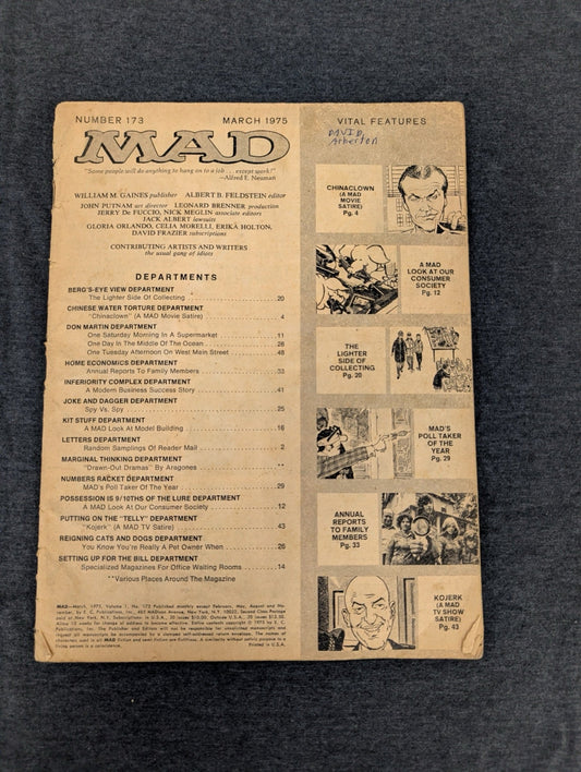 MAD Magazine #173 March 1975 Kojak Satire Don Martin