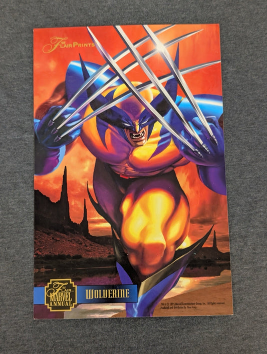 1995 Flair Marvel Annual FlairPrints Wolverine Claws Out Oversized Card