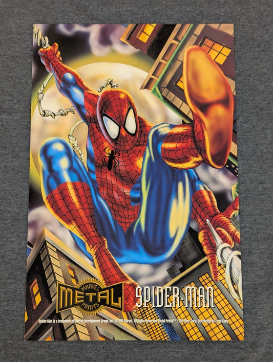 1995 Marvel Metal Prints Spider-Man Oversized Silver Flasher Card Insert