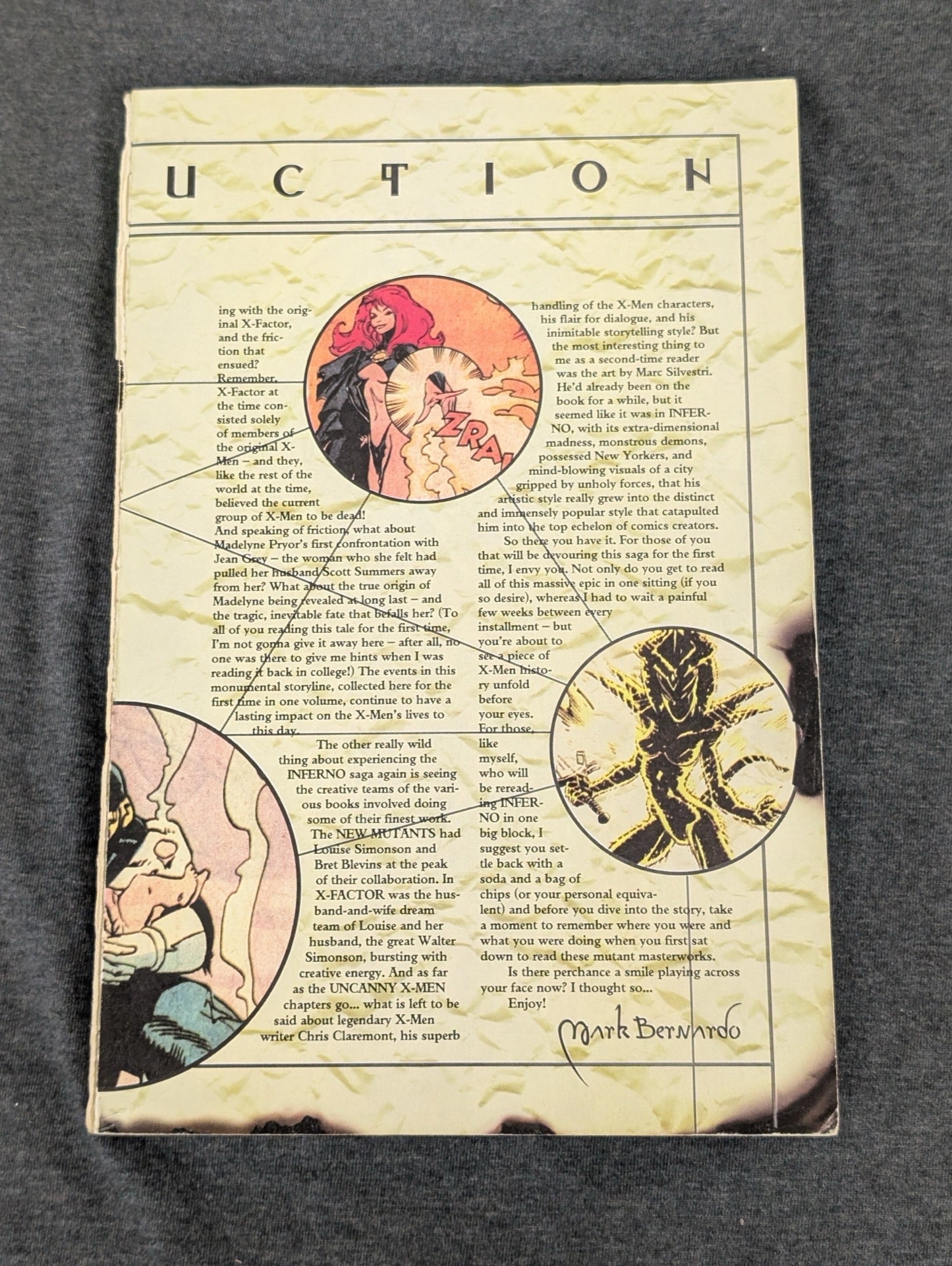 X-Men Inferno Trade Paperback Back Cover Introduction Marc Silvestri Art