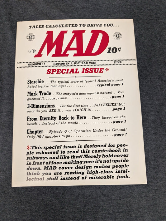 MAD Magazine Comic #12 Reprint EC Comics Special Issue Text Cover 3D Feelies