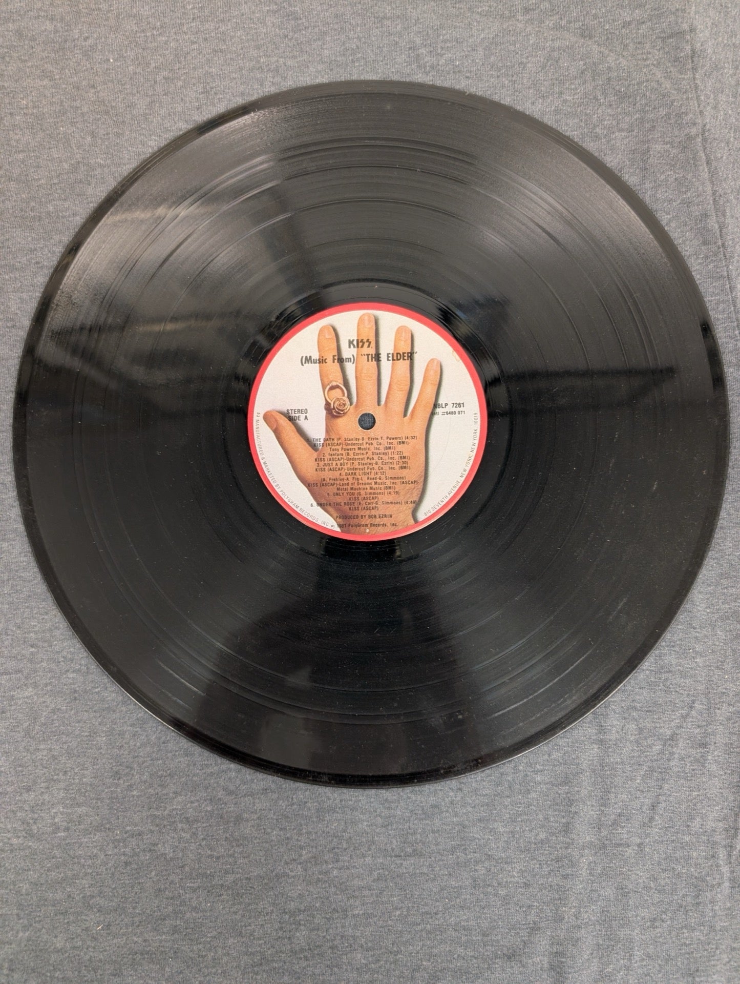 KISS Music From The Elder Vinyl Record LP Side A PolyGram Label Close Up