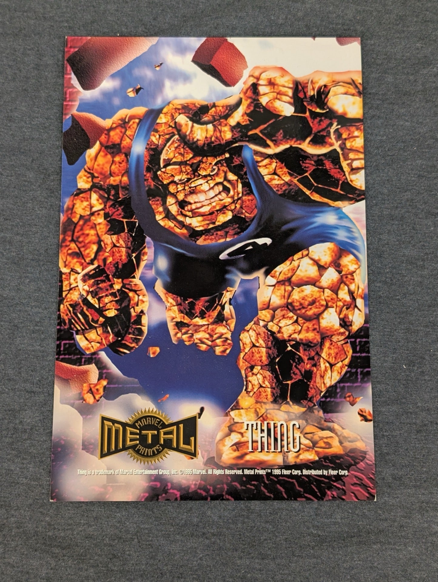 1995 Marvel Metal Prints The Thing Fantastic Four Oversized Card Art Print