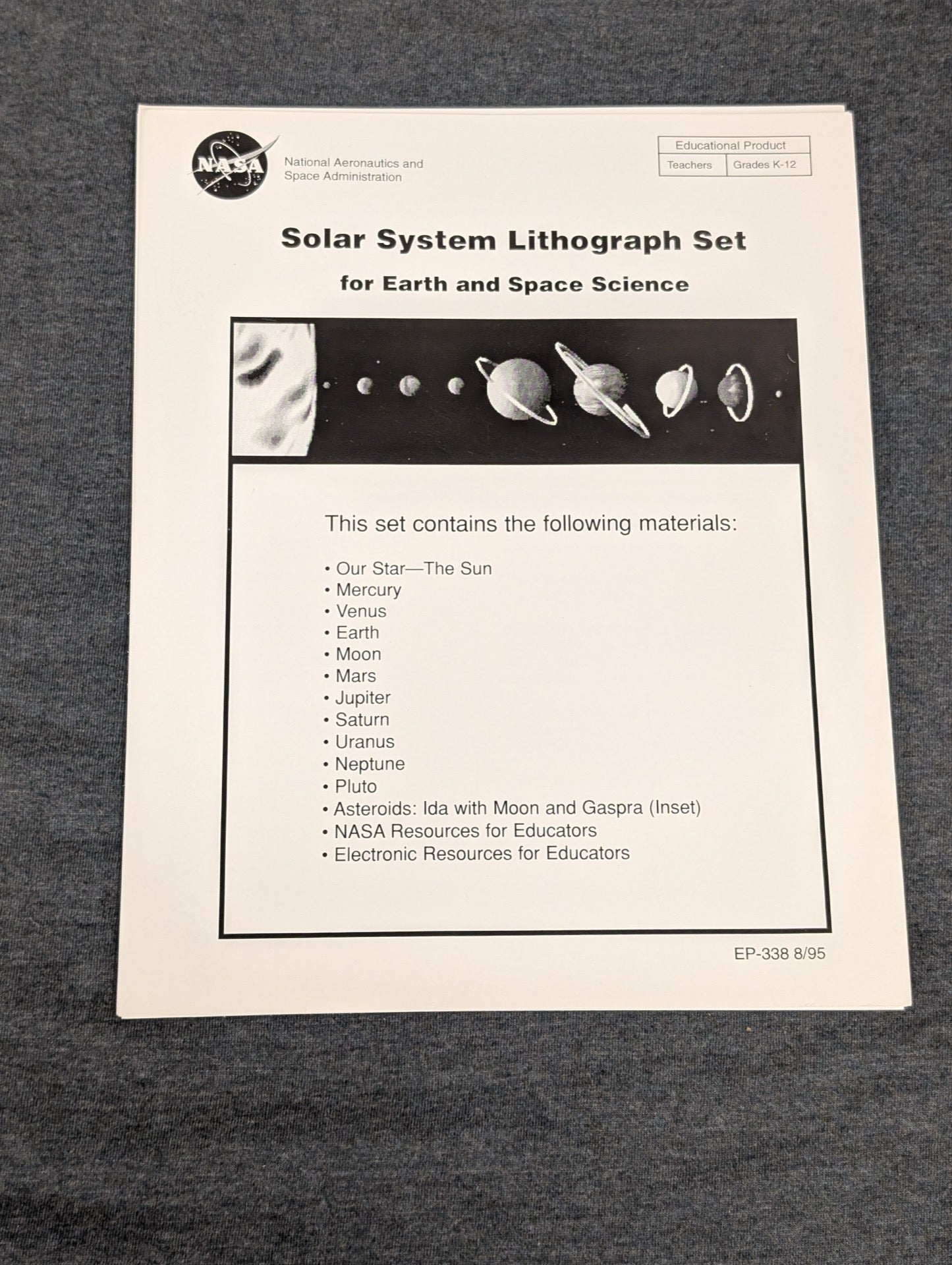 NASA Solar System Lithograph Set - Vintage Educational Prints EP-338
