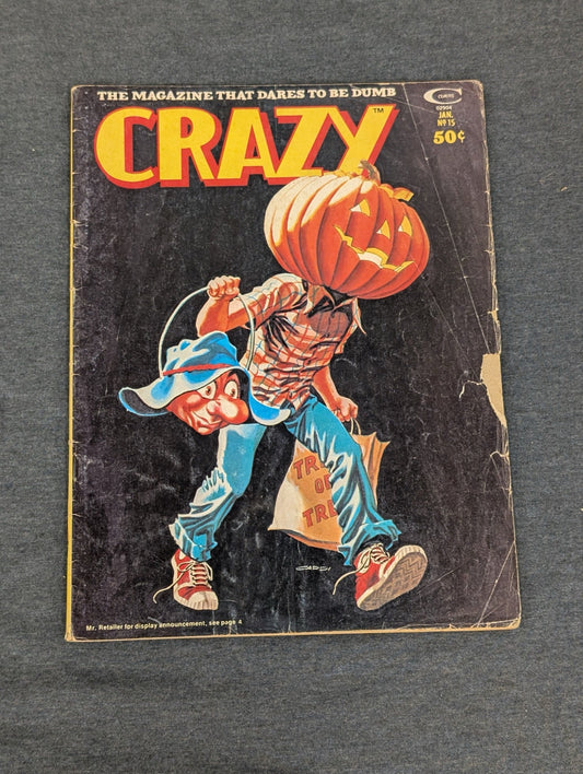 Crazy Magazine Jan 1976 No 15 Marvel Comics Pumpkin Halloween Cover Vintage