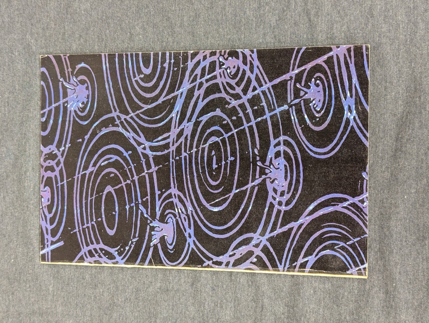 Vintage 60s 70s Psychedelic Op Art Postcard Purple Ripple Blacklight Style