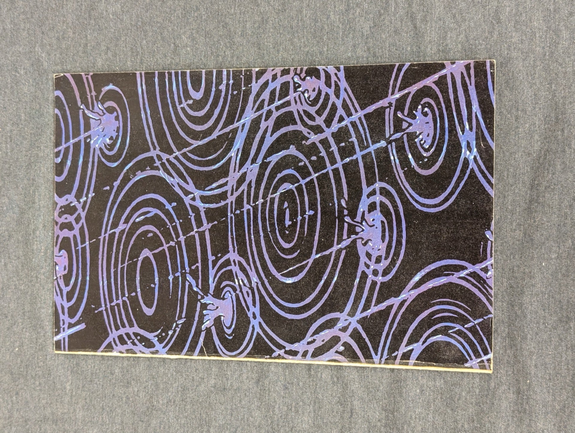 Vintage 60s 70s Psychedelic Op Art Postcard Purple Ripple Blacklight Style