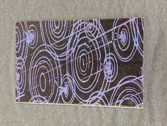 Vintage 60s 70s Psychedelic Op Art Postcard Purple Ripple Blacklight Style