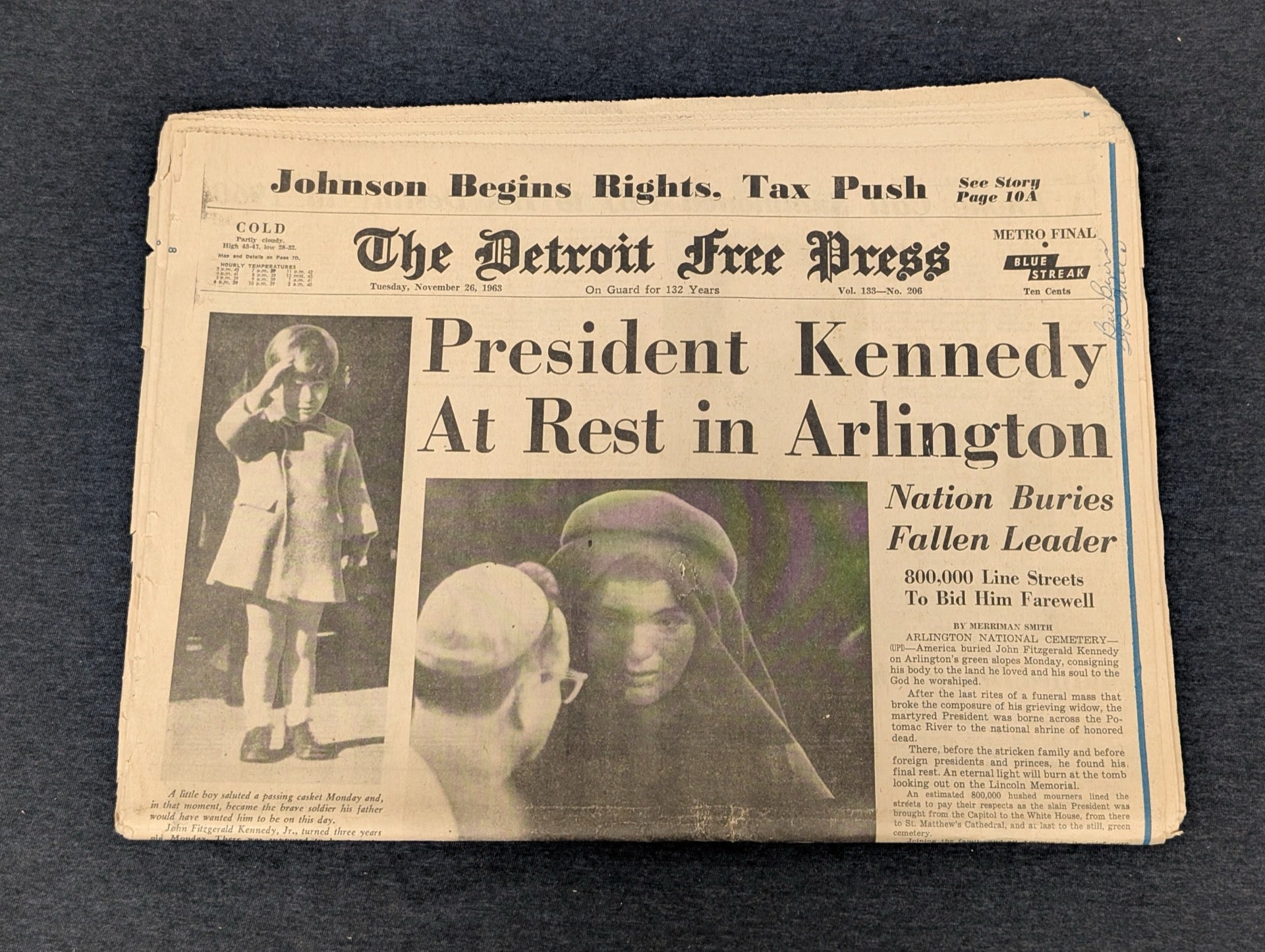 Detroit Free Press Nov 26 1963 JFK Funeral President Kennedy At Rest Arlington