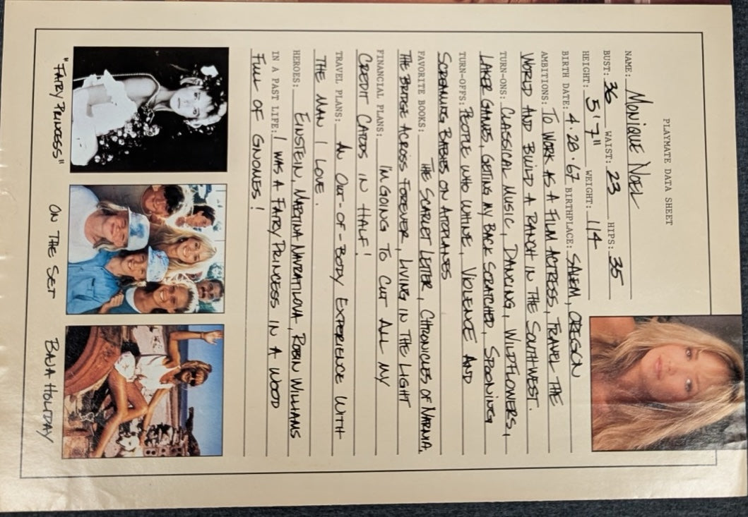 Vintage Playboy Centerfold Miss May 1989 Monique Noel Playmate
