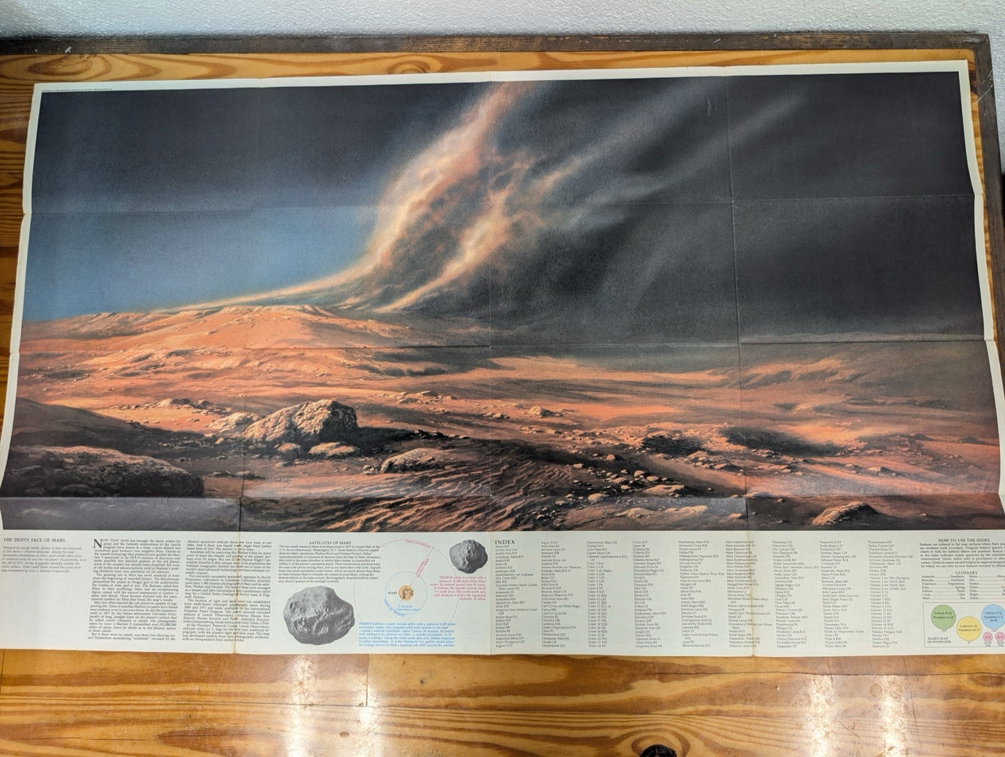 National Geographic Map Poster The Dusty Face of Mars Vintage 1973 Space Art
