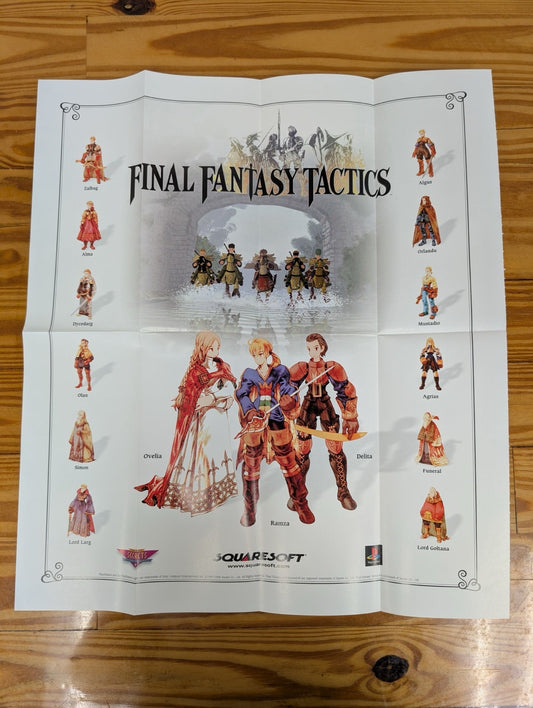 Final Fantasy Tactics Character Poster Strategy Guide Insert PS1 Vintage Rare