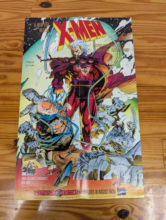 1991 X-Men #1 Promo Poster Jim Lee Magneto Wolverine Mutant Genesis Folded