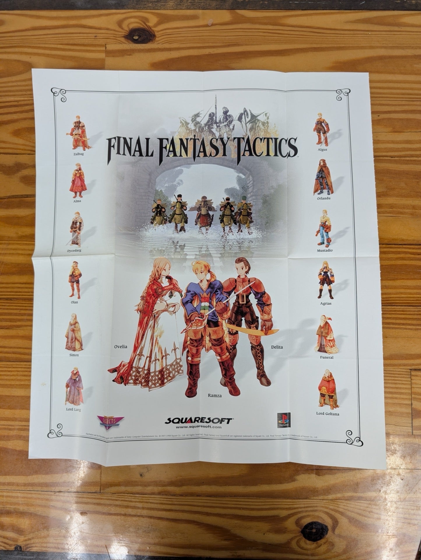Final Fantasy Tactics Poster Ramza Delita Agrias Strategy Guide Insert PS1
