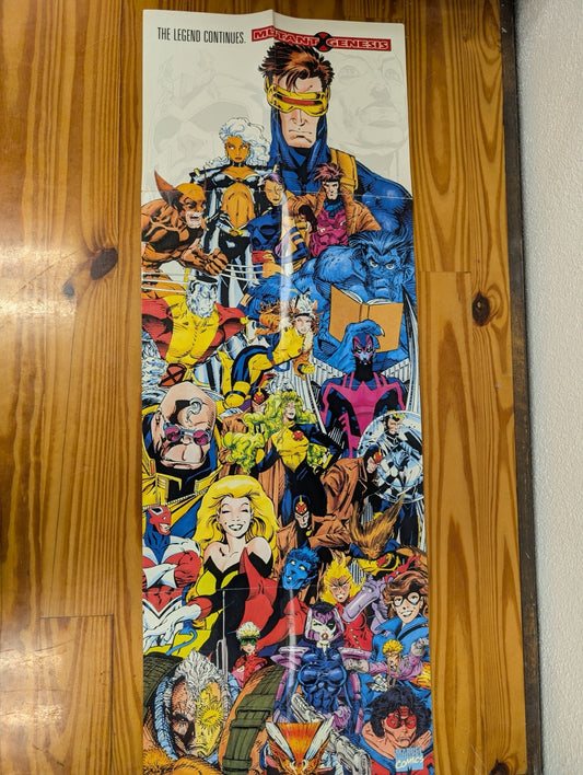 X-Men Mutant Genesis Door Poster Jim Lee 90s Blue and Gold Team Lineup