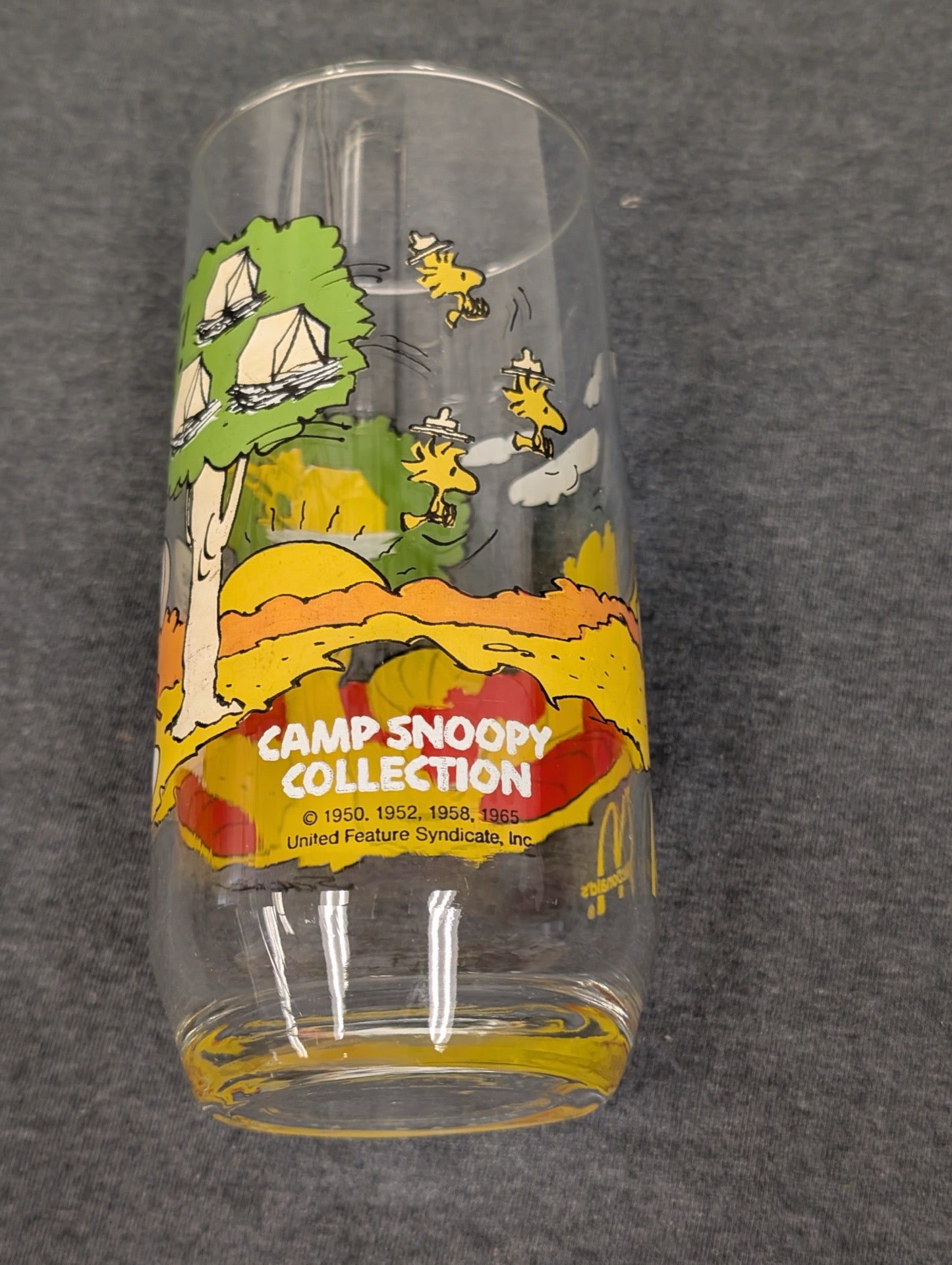 Vintage McDonald's Camp Snoopy Glass Civilization Snoopy in Tree Peanuts 1983