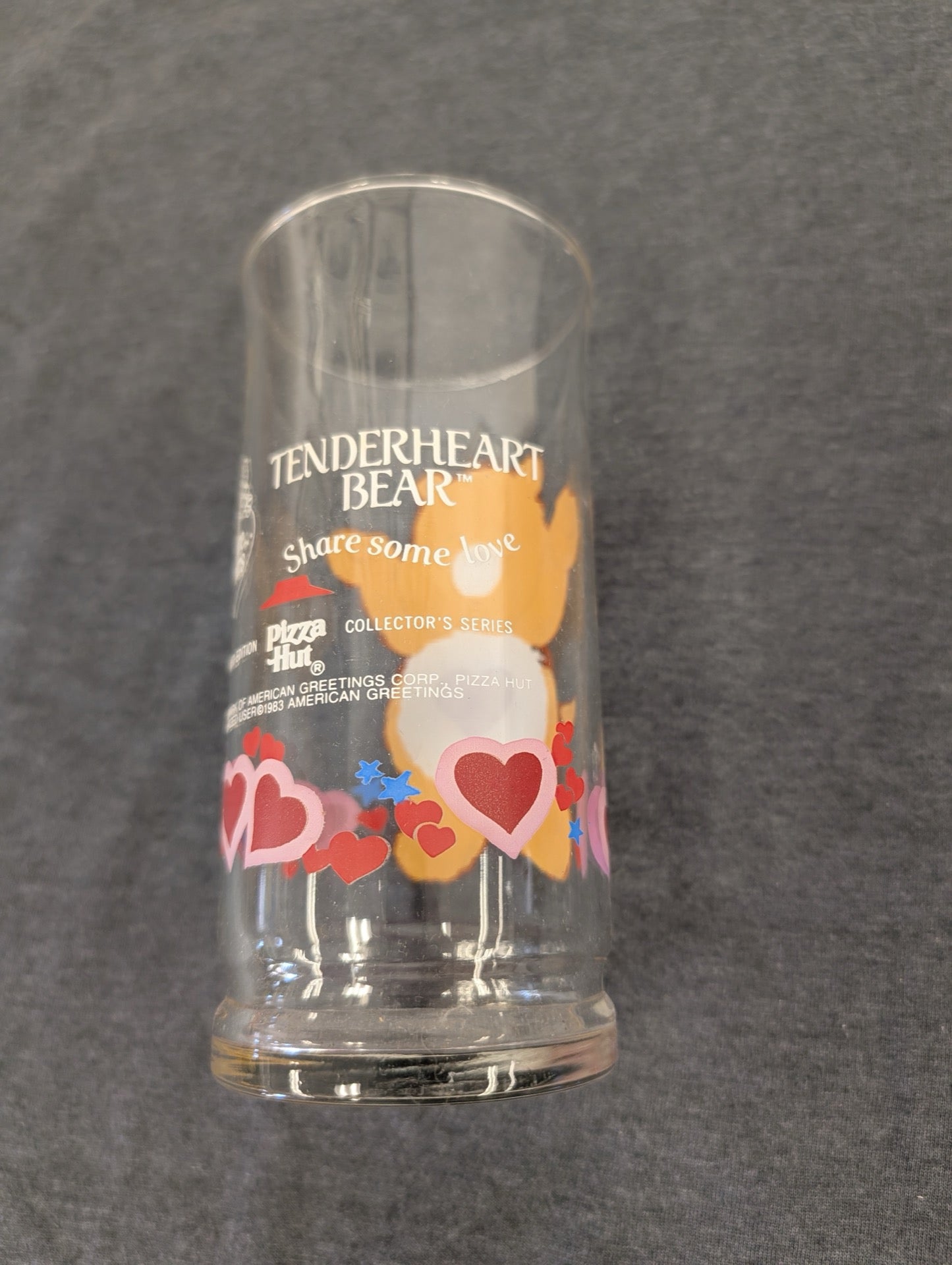 Vintage 1983 Care Bears Pizza Hut Collector Glass Tenderheart Bear