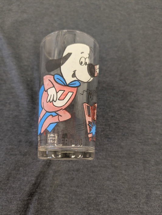 Vintage 1970s Pepsi Collector Series Underdog Glass Cartoon Superhero