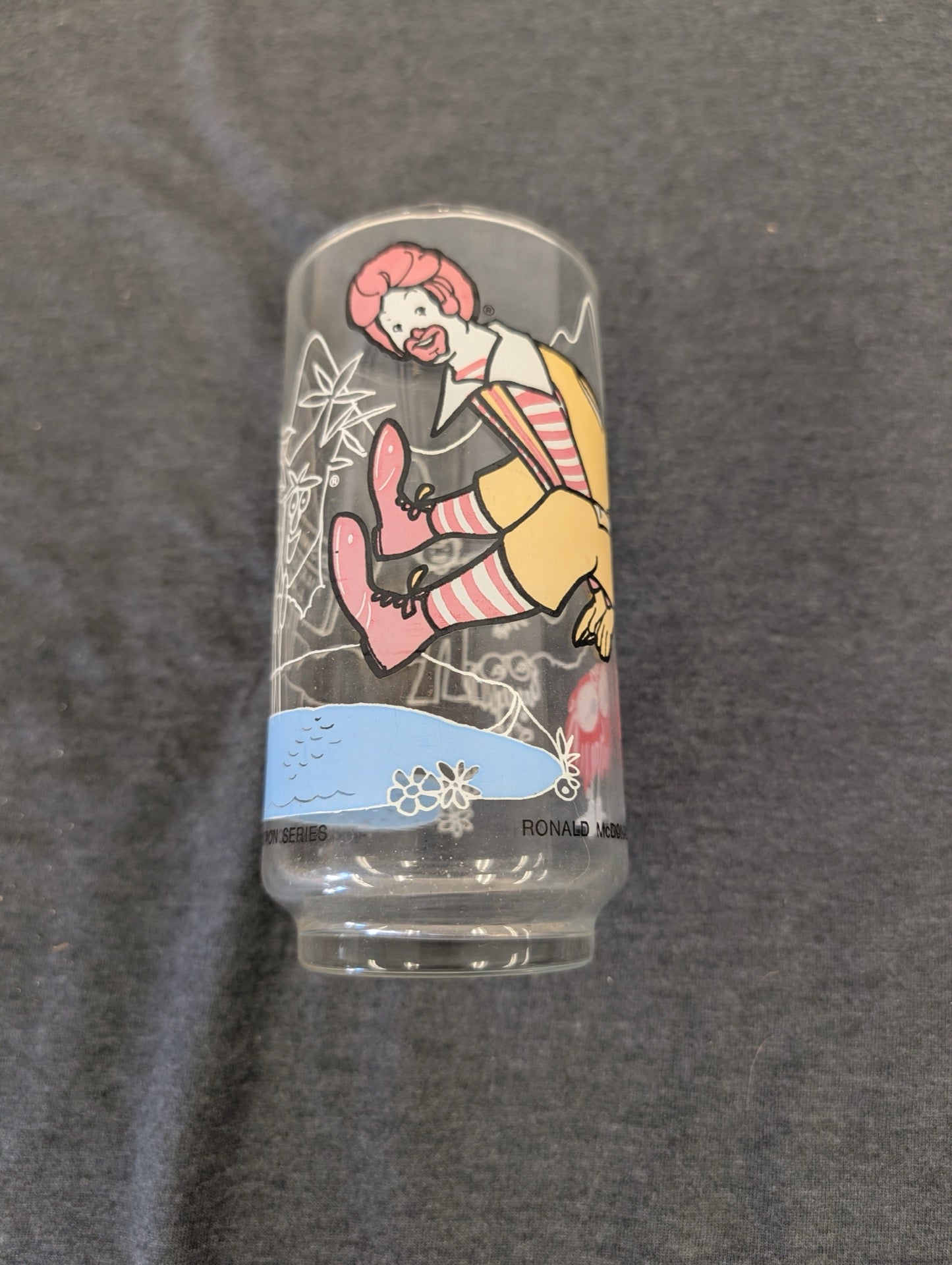 Vintage 1977 McDonald's Action Series Glass Ronald McDonald Ice Skating