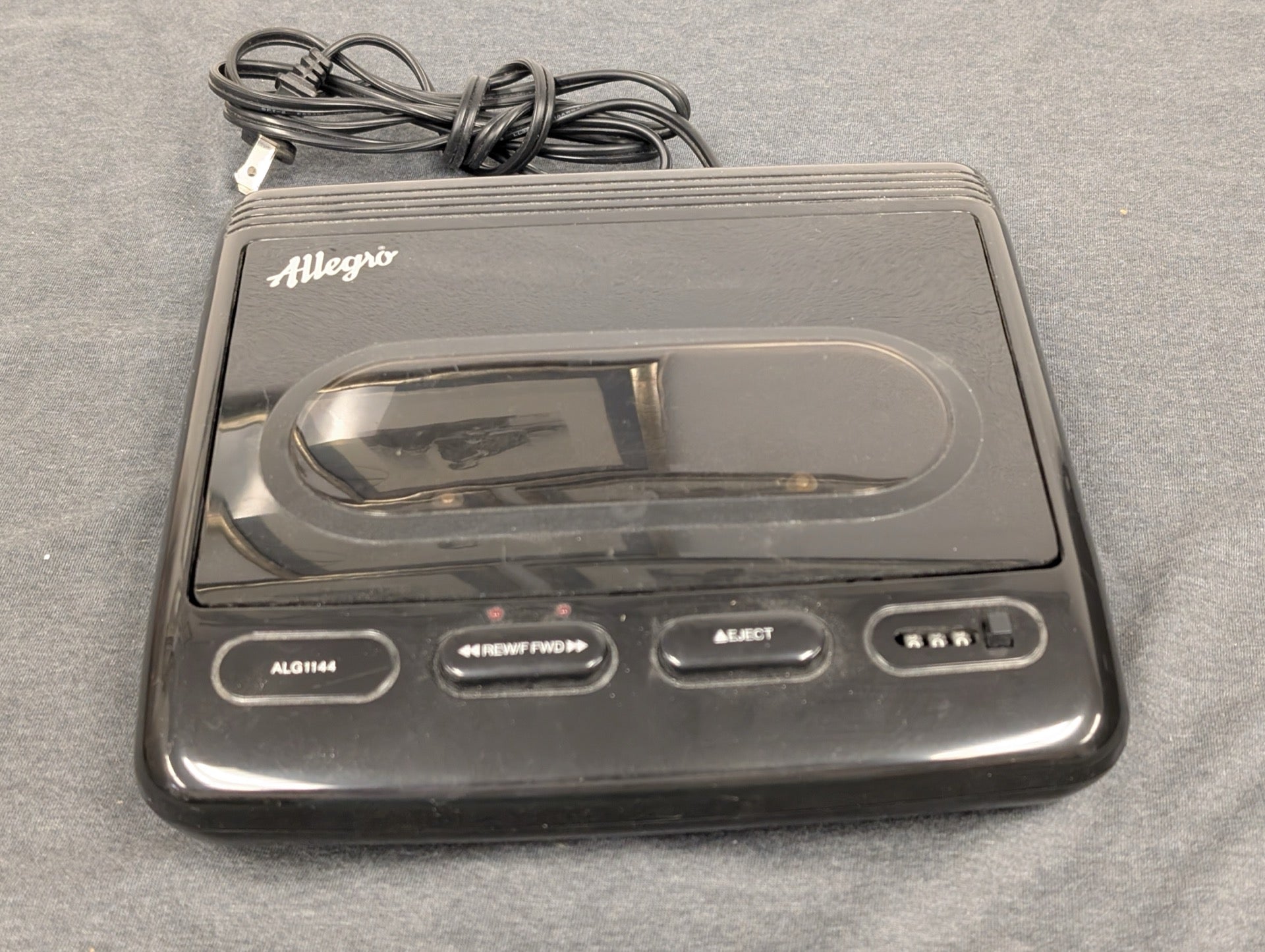 Allegro VHS Cassette Tape Rewinder Model ALG1144 Black Auto Stop