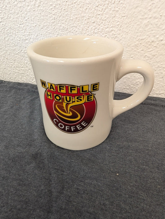Heavy white diner-style mug with the classic Waffle House Coffee logo.