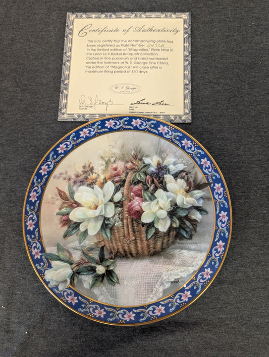 Lena Liu Magnolias collector plate with Certificate of Authenticity