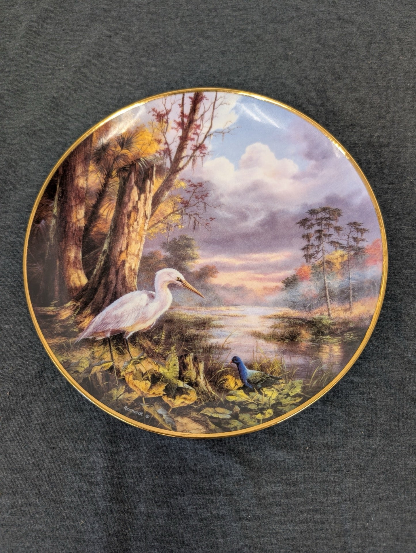 Rudi Reichardt Tranquil Beauty collector plate featuring the Everglades and an egret