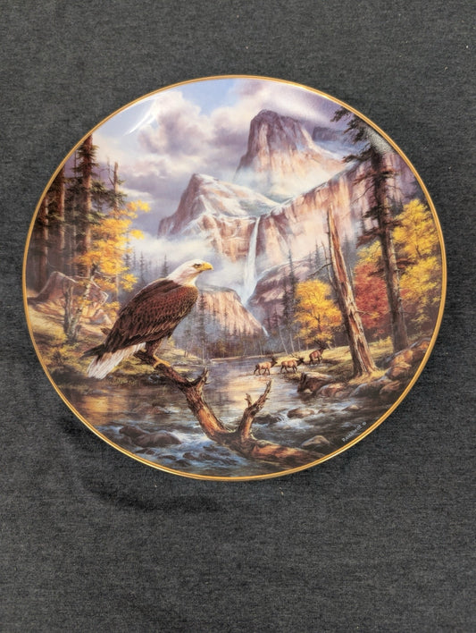 Rudi Reichardt Proud Guardian collector plate featuring Yosemite and a bald eagle