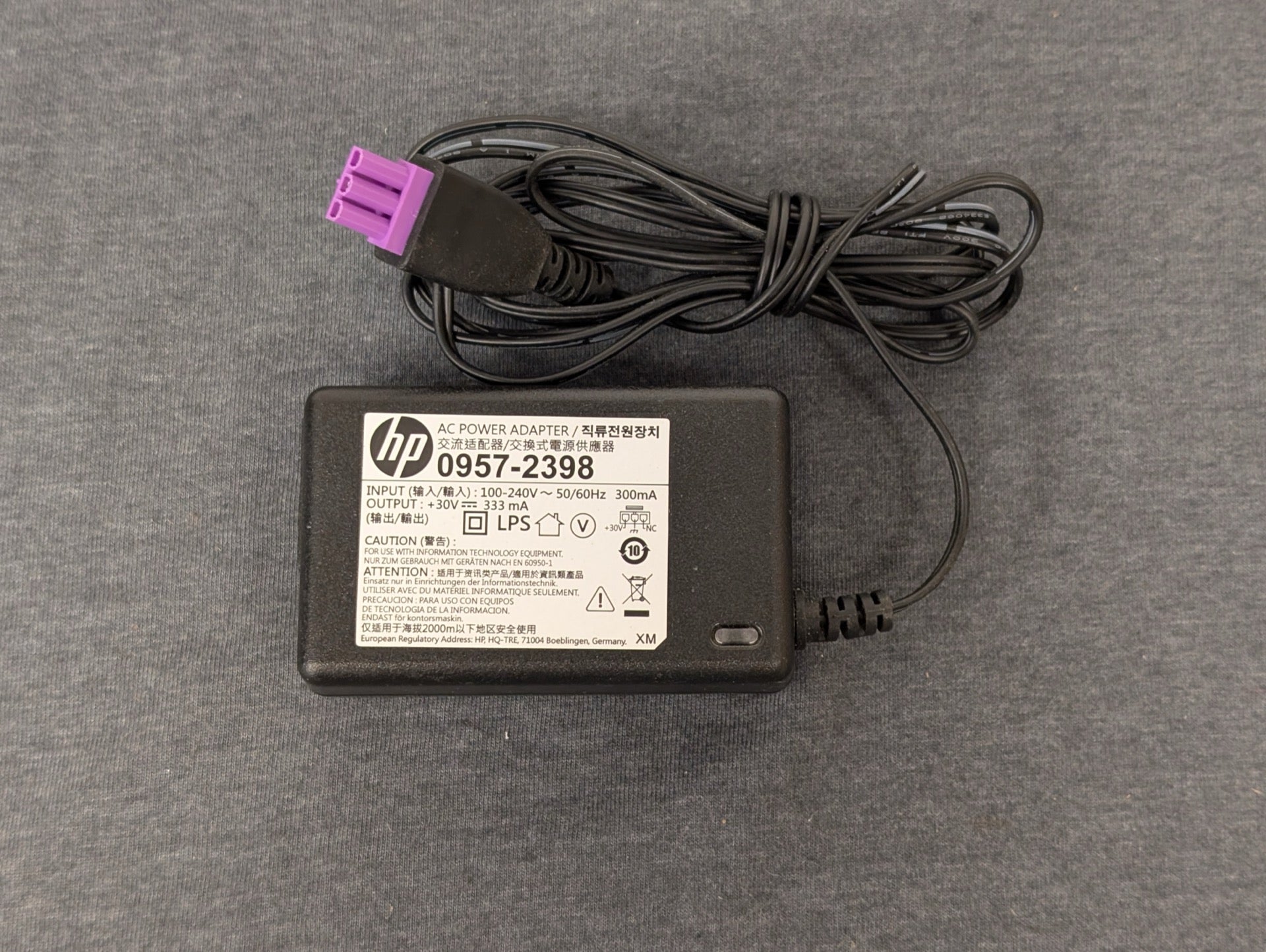 HP Printer AC Adapter 0957-2398 Purple Plug