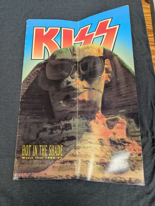 KISS Hot In The Shade World Tour 1990-91 concert program cover featuring a Sphinx wearing sunglasses