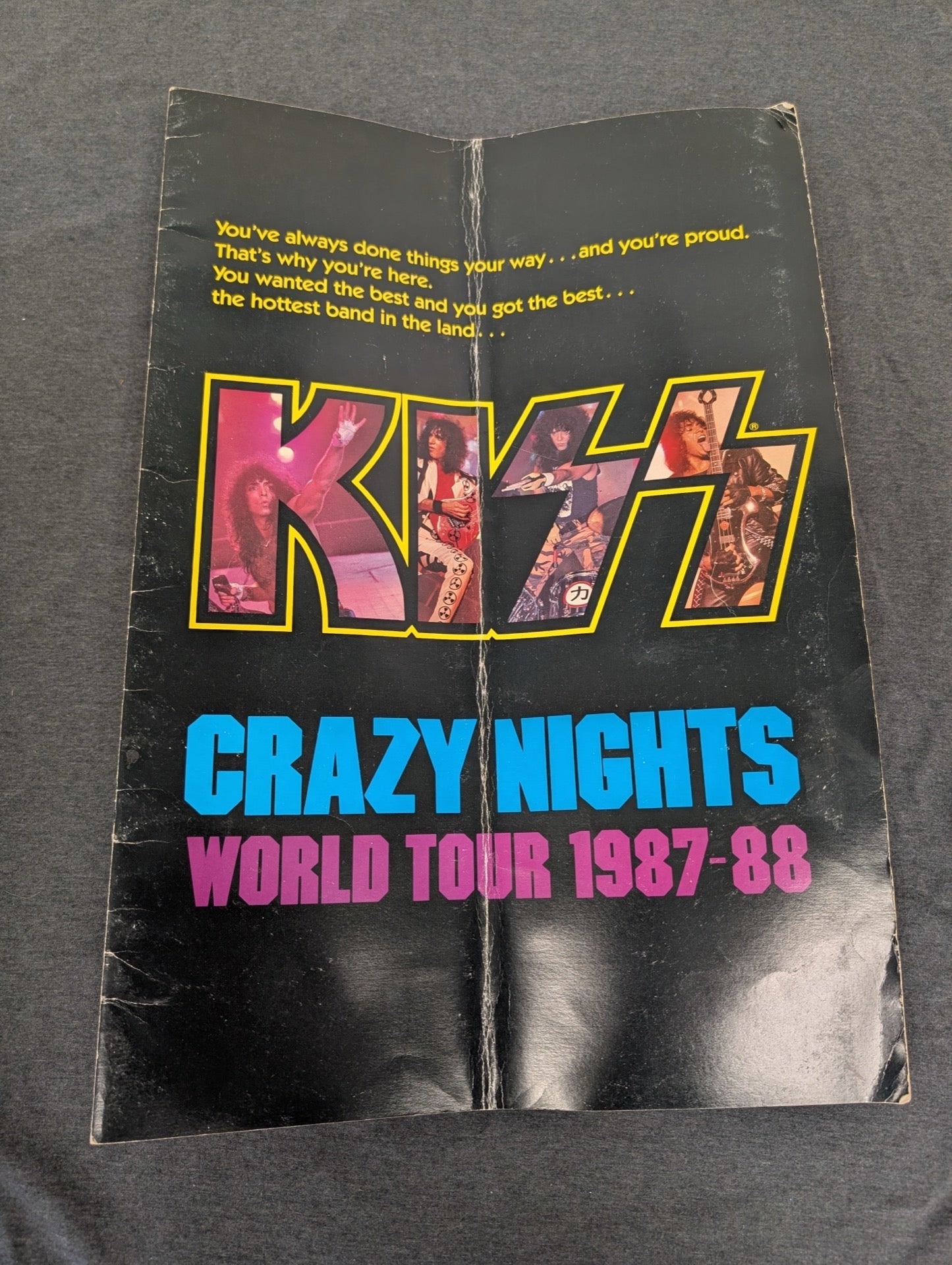 KISS Crazy Nights World Tour 1987-88 vintage concert program book cover showing band inside logo